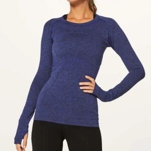 EUC Lululemon Swiftly Tech LS Top | Size 8 | Heathered Navy Blue